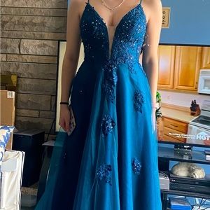 Teal Aline prom dress